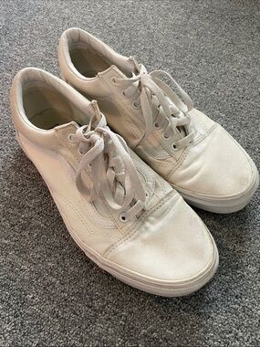 Used White Vans Old Skool Sneakers - Low Top Lace-Up